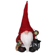 Gnomo de resina con farolillo rojo 23,5x17h50 cm