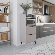 Mueble multiusos Gorki con cajones color moca claro y balda Carrara blanca