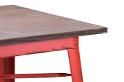 Mesa de hierro Bristol con tapa de madera roja
