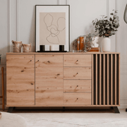 Aparador Medan51C con 3 puertas y 4 cajones en roble antracita