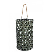 Linterna hexagonal verde de madera