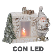 Papá Noel de cerámica con chimenea crema cm24,5x11h18,5