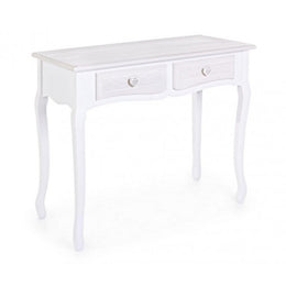 Consola shabby en MDF con dos cajones Blanco CHARELENE L 90x40x h78 cm