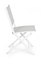 Silla de exterior en aluminio Blanco Gris ELIN 47x57x h88 cm