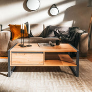 Mesa de centro con cajón roble antracita cm 100x 55 x 40 h (DENVER55)