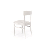 Silla en madera lacada en blanco con asiento en polipiel 44x45xh. 82 cm