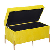 Banco de terciopelo amarillo cm78x40h45