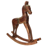 Caballo de madera revestido de metal dorado cm40x11h46