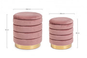 Set2 Pouf Container Darina Rosa Antico en terciopelo