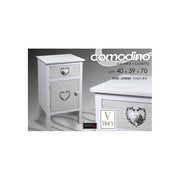 Mesa de noche blanca en mal estado con cajón y 40 x 39 x 70 h