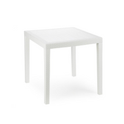 Mesa king rattan blanca cuadrada 79 x 79 x 72 cm