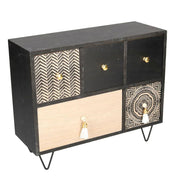 Bandeja madera maorí rectangular 1+4 cajones cm33x12h27,5