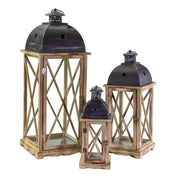 Farol madera metal rústico antracita cuadrado 1-3 cm31,5x31,5h81