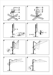 Paraguas de aluminio Montana 4x4 m gris con pértiga lateral