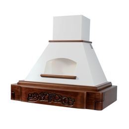 Campana de cocina rústica KATIA blanca con estructura de madera taracea color tabaco 90 cm