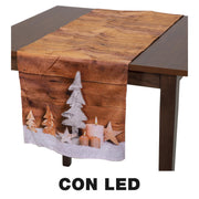 Camino de tela con adornos LED beige cm40x150