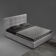Cama doble Napoli en tela gris con contenedor