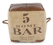 Puf cubo en piel estilo industrial cm 45x45x45h