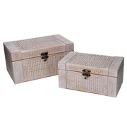 Caja madera blanqueada rectangular 1-2 cm34x20,5h17,5
