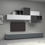 Mueble alto con dos puertas y cinco muebles altos Blanco Gris Negro Antracita TROMEN 260x42x h195 cm