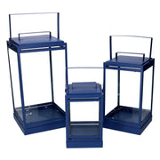 Farol metálico 1-3 azul 18x18h36,3-42,5 cm