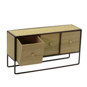 Soporte madera y metal marrón oxidado 3 cajones cm38x11h20