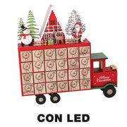 Furgoneta roja led calendario madera cm32x7h32