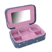 Joyero rectangular de piel sintética estrella azul cm22x14,5h6,5