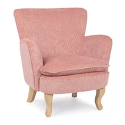 Sillón vintage de chenilla tapizado en terciopelo rosa