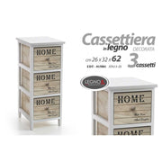 Cápsula de madera con decoraciones 3 Cajones 26 x 32 x 62 H CM CM