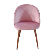 Silla de tela rosa con patas de metal oro rosa 78x47x57 cm