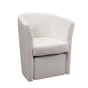 Sillón tapizado tapizado en ecopiel blanca y puf extraíble 64x63xh.76