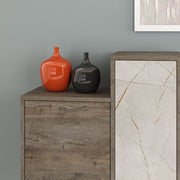 Aparador Hermes en color café oscuro con puertas y cajones de 160 cm efecto mármol