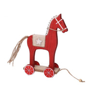 Caballo de madera rojo cm13x7h23
