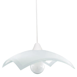 Suspensión 40x40 con marco blanco y cristal plano, 1xE27.