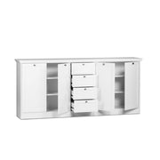 Aparador móvil 4 puertas 4 cajones color blanco 200x40xh.90 cm