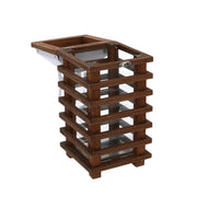 Farol rectangular de madera marrón 15,5x15h35 cm