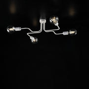 Lámpara de techo en hierro lacado blanco con 4 luces decoración plateada
