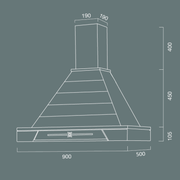 Campana extractora JINNY de acero inoxidable plateado y estructura de madera con incrustaciones color fresno 90 cm