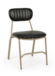 Addy silla retro moderna con estructura de acero de polipiel negra