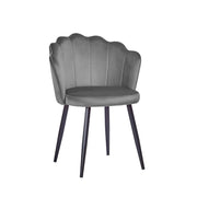 Silla de terciopelo gris con patas de metal negro 64 x 58 x 80 cm