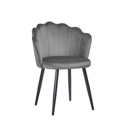 Silla de terciopelo gris con patas de metal negro 64 x 58 x 80 cm