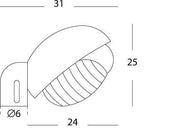 Lámpara de mesa de termoplástico con difusor de vidrio estampado - 60mm x 155mm - Alimentación 230V - Potencia máxima 60W negro