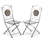 Silla de hierro plegable para exterior Negro MUSA 42x55x h95 cm Set 2 piezas