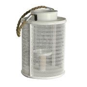 Portavelas de madera blanca con asa de cuerda grande cm15,5x15,5h23