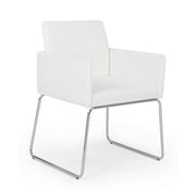 Silla con reposabrazos en símil piel Blanco SIXTY 60x54x h80.5 cm
