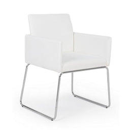 Silla con reposabrazos en símil piel Blanco SIXTY 60x54x h80.5 cm