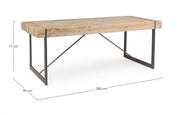 Mesa urbana industrial Garrett con tapa de madera