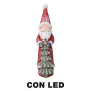 Led resina papa noel con arbol rojo cm18x19h66