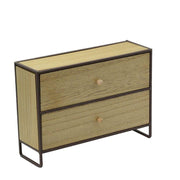 Mueble contenedor 2 cajones metal marrón oxidado y madera cm29x10h21